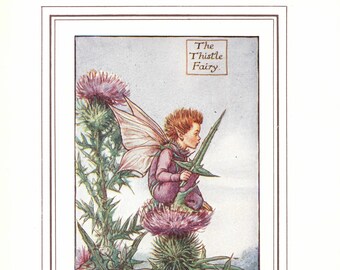 Flower Fairies: The THISTLE Fairy Vintage Print c1930 by Cicely Mary Barker