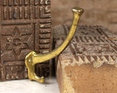 Large Architectural Salvage Cast Aluminum Coat Hook with Brass Finish
