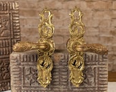 Vintage Antique Architectural Salvage Solid Brass Double Door Hardware Set