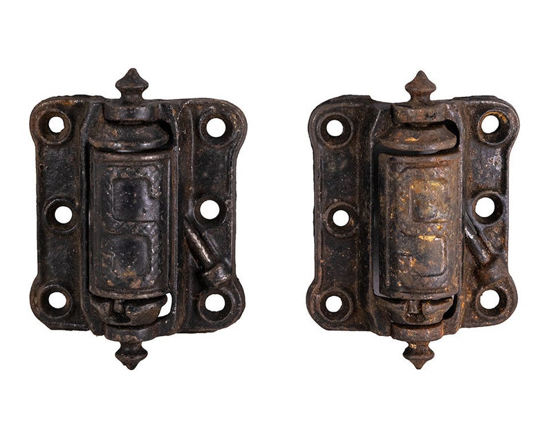 Pair Of Stover Mfg Co Cast Iron Spring Loaded Screen Door Hinges