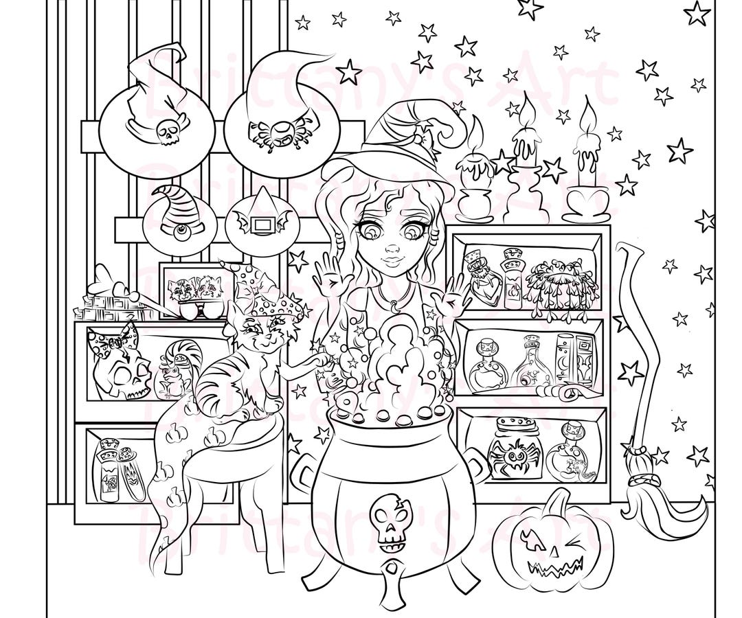 Printable Witchy Coloring Page - Etsy Canada