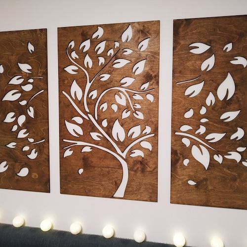 4 Panel Wood Wall Art Beautiful Living Room Decor Etsy