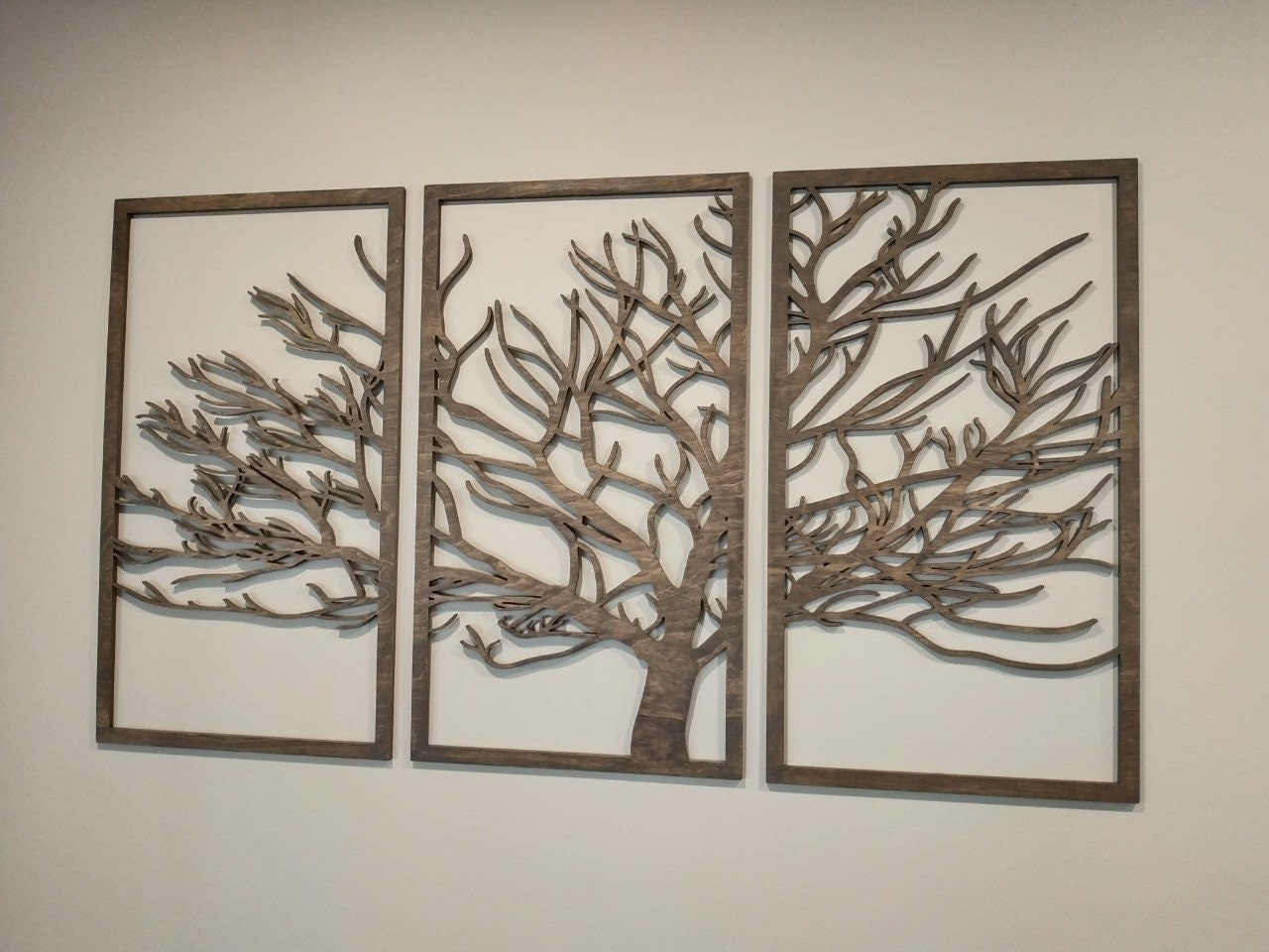 3 Panel Holz Wandkunst schöne Wohnzimmer Dekor | Etsy