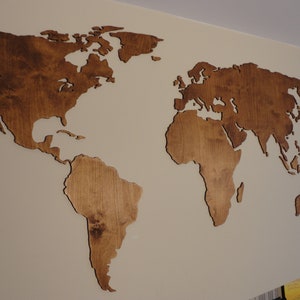 Weltkarte Holz 3D Wanddeko Hängedekoration