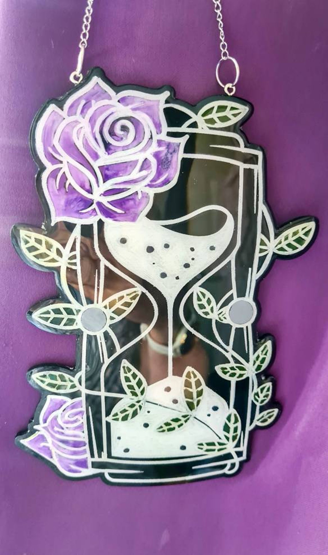 Floral resin hourglass wall art. Handpainted hourglass wall Etsy