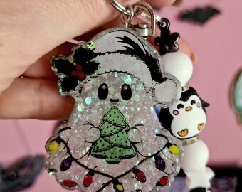 Christmas ghost keyrings/bagcharms. Handmade with resin.