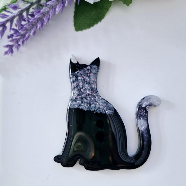 Cat hair barrettes/brooches.  Handcrafted out of resin. Resin gifts.