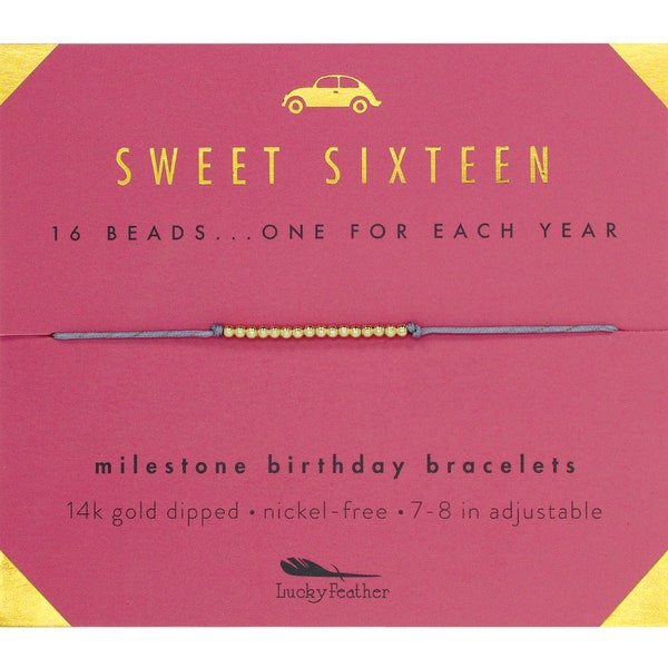Milestone Birthday Bracelet: 16 Beads Adjustable Cord