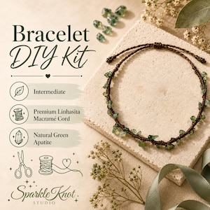 Forest Dew Apatite | Macramé Bracelet DIY Kit | Natural Stone Jewelry | Hand-Knotted Crystal Bracelet DIY Kit