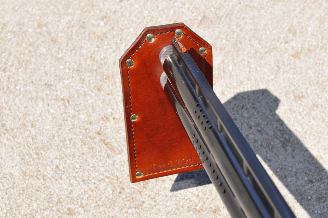 Magnetic Shotgun Barrel Rest Pad Round Black Leather Trim