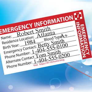 Emergency Id Card For Travel
