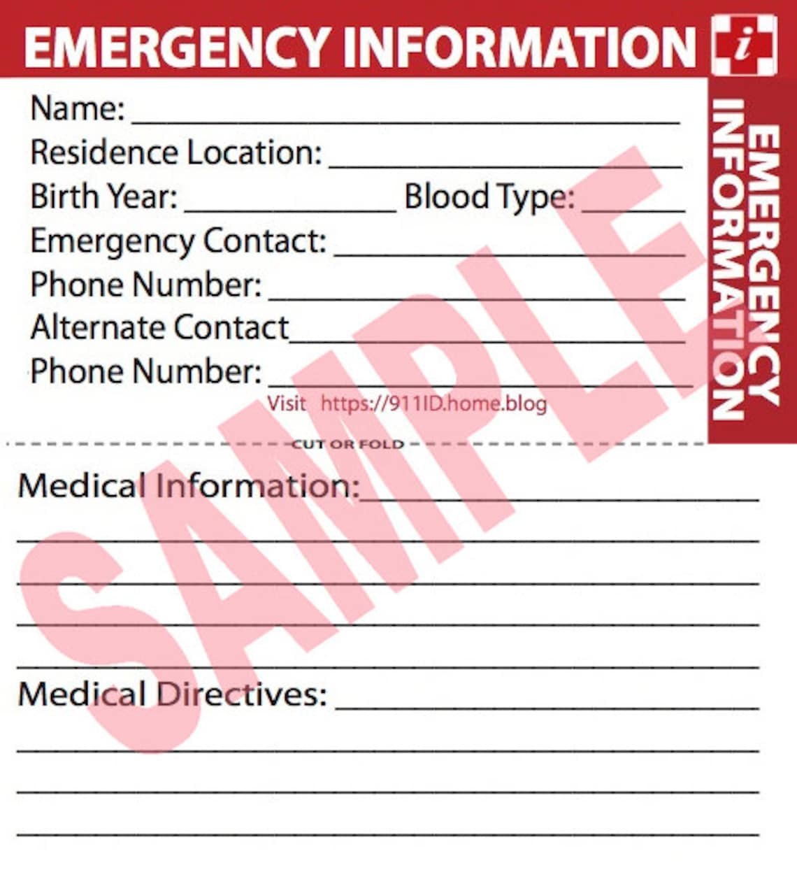 Emergency ID Wallet Card With Advance Directive Notice & Etsy Polska