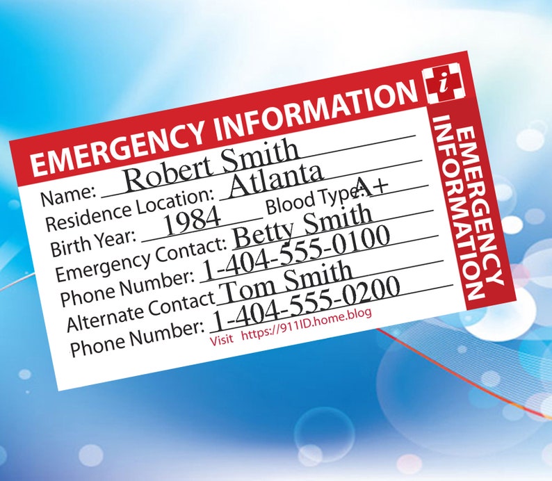 Emergency ID Wallet Card Emergency Contacts, Critical Medical Emergency ID Wallet Card Emergency Contacts, Critical Medical