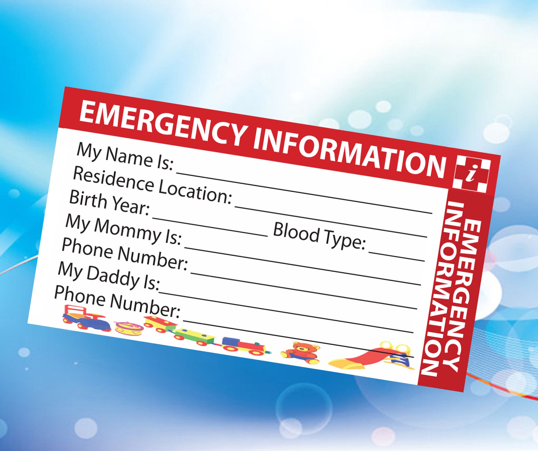 Printable Emergency Id Card Template