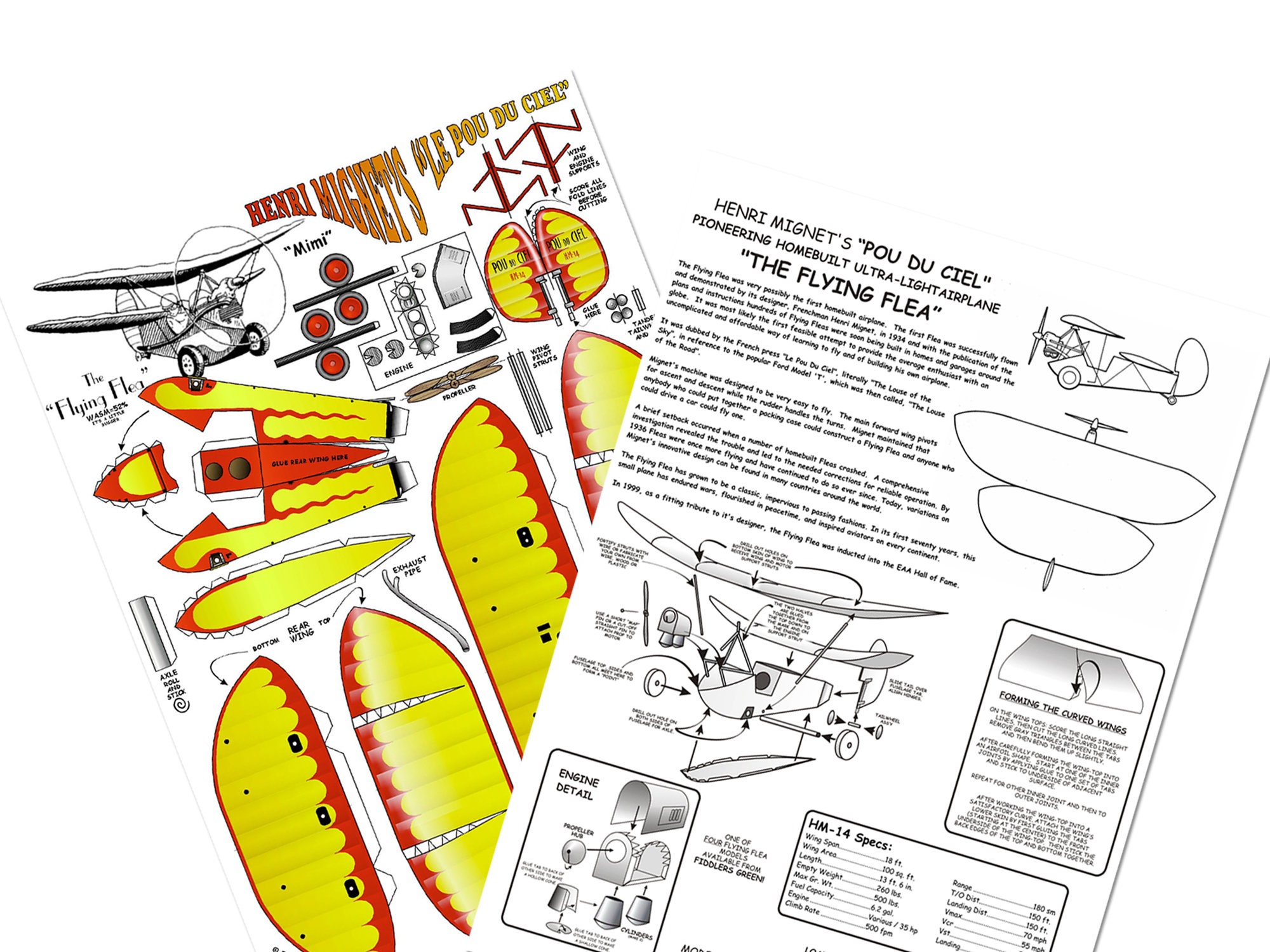 Airplane 3d Paper Model Kit, Flying Flea Etsy