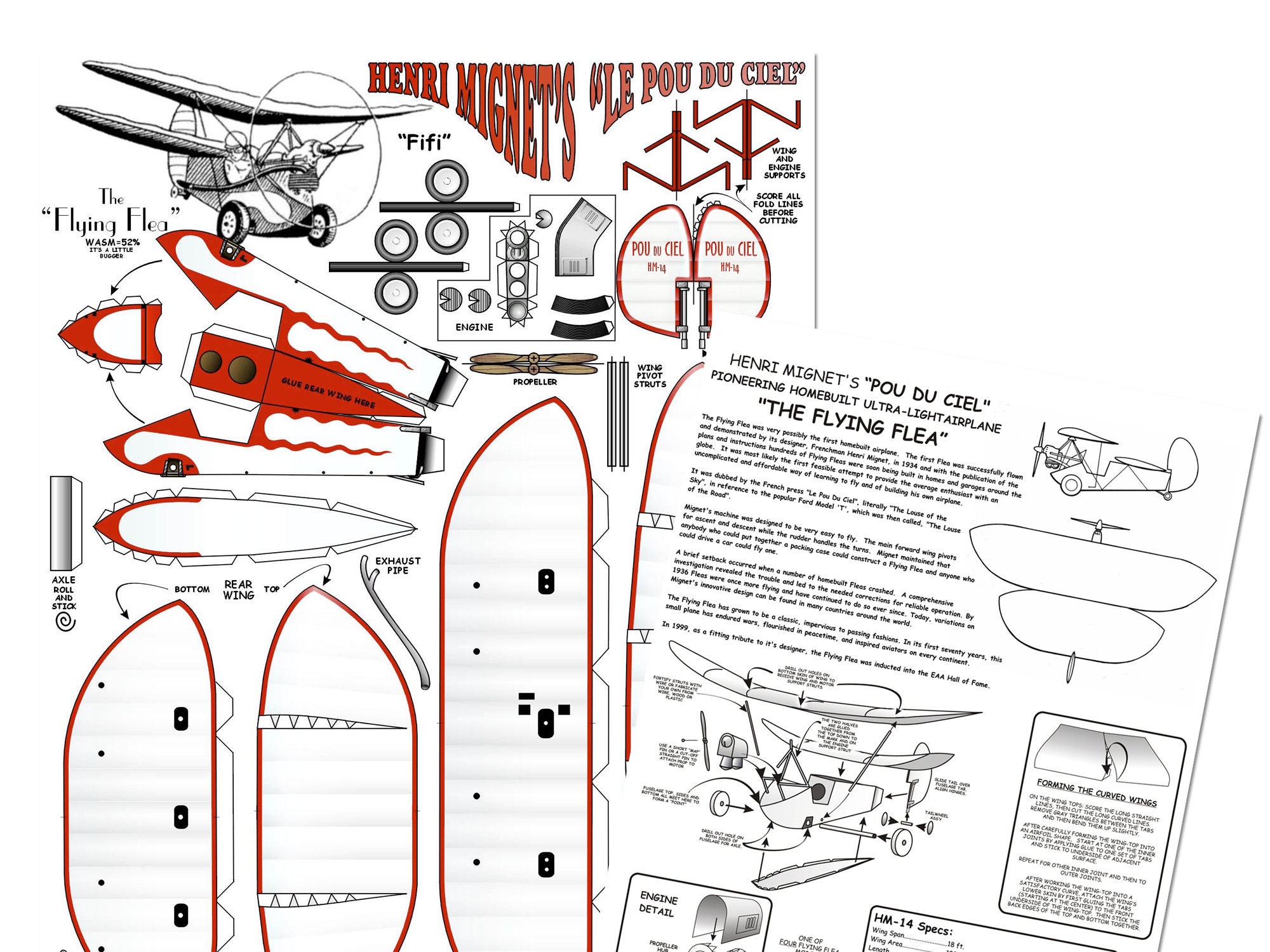 Airplane 3d Paper Model Kit, Flying Flea Etsy