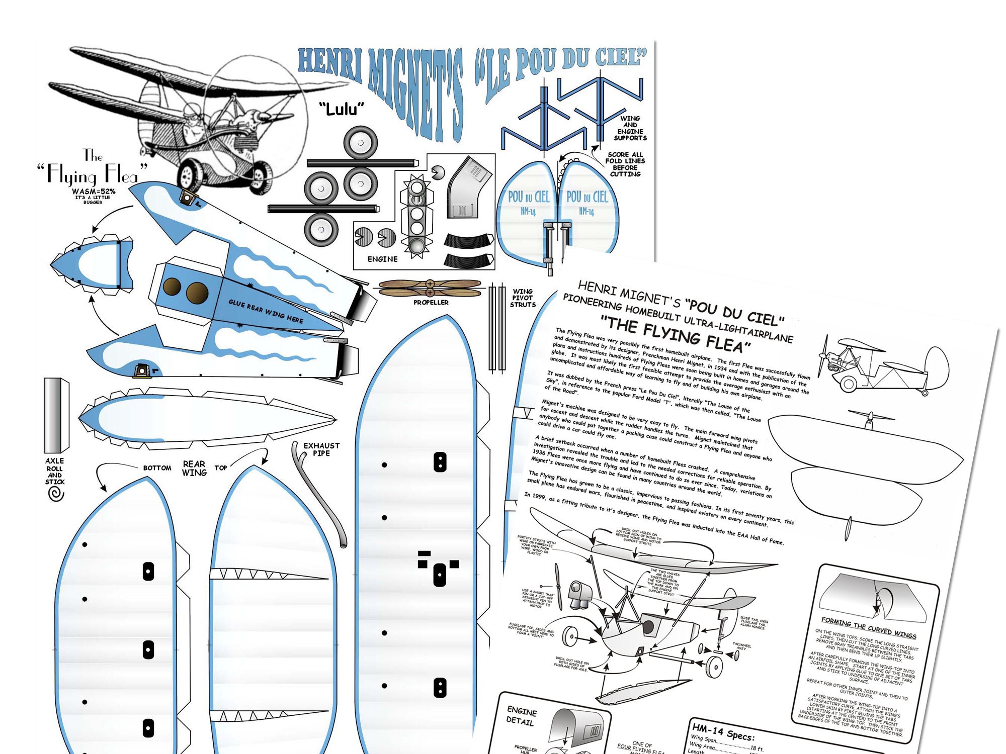 Flying Paper Model Airplane 3d Paper Model Kit, Flying Flea - Etsy