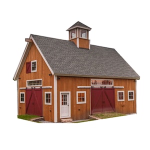 3d paper house craft, paper model house, barn New England