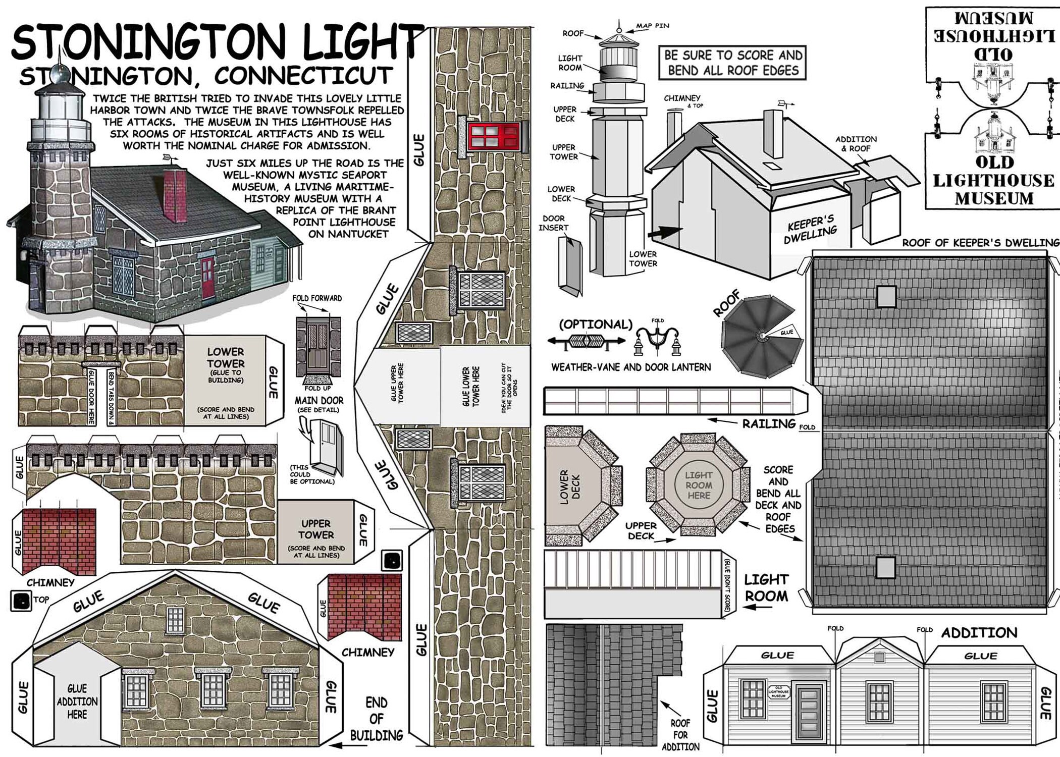 Lighthouse Paper Model, Stonington Lighthouse - Etsy