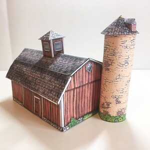 3d paper house craft, paper model house, barn