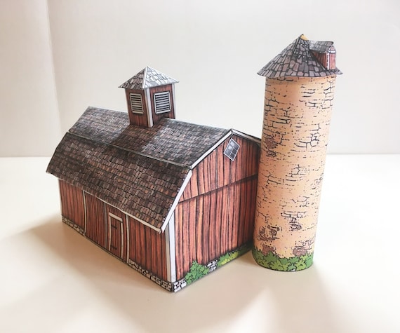 3d Paper House Craft Paper Model House Barn Etsy