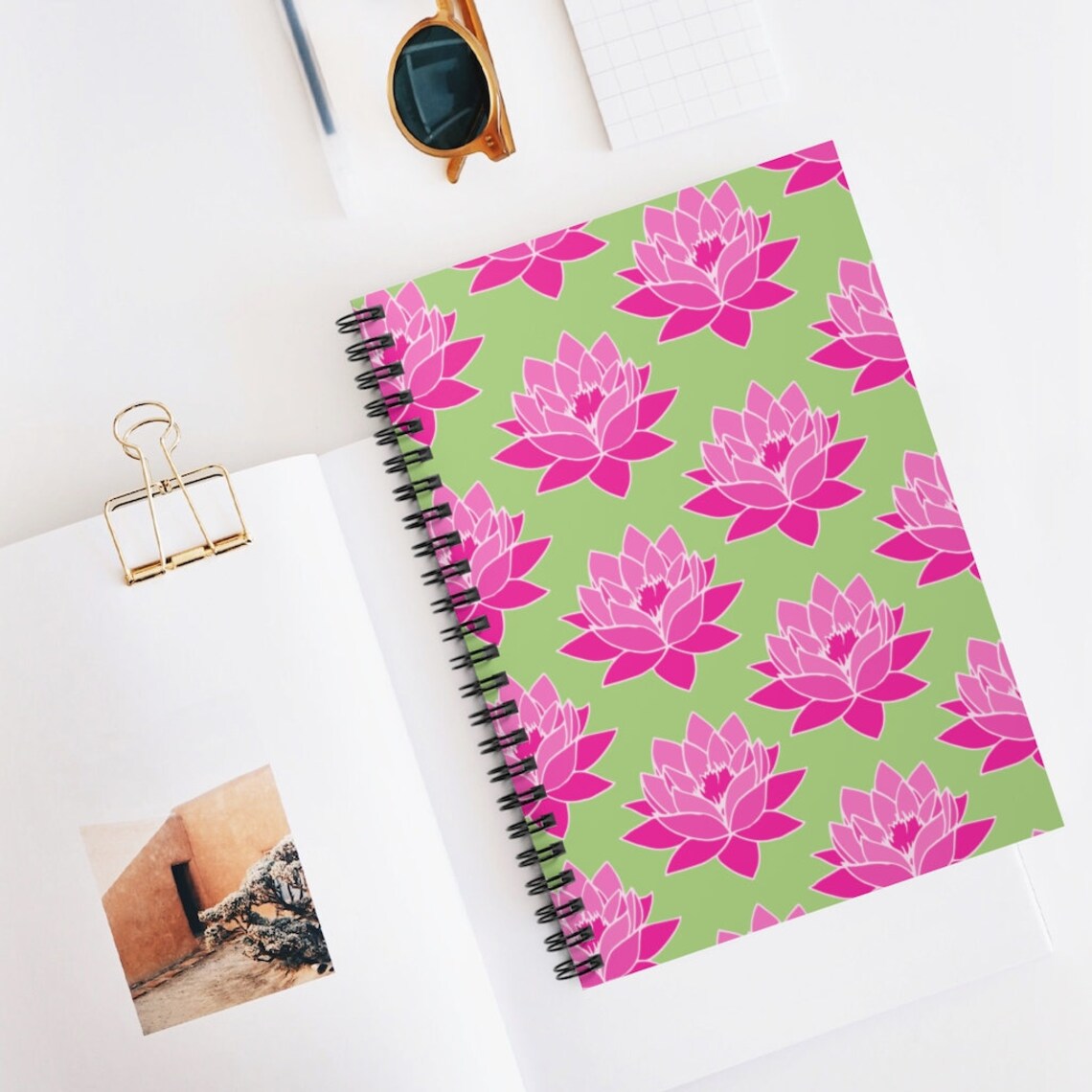 Lotus Spiral Notebook Notebook Self Care Spiral Notebook Etsy