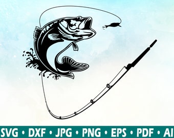 Fishing pole svg | Etsy