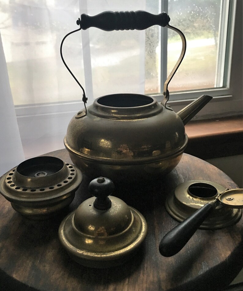 1800s Antique Brass Teapot Set includes Stand Heater Etsy