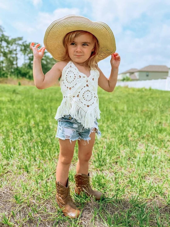 Boho Crop Top, Toddler-girls Clothes, Crochet Tank Top, Girls Boho