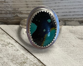 Hubei Turquoise sterling silver ring, size 10 1/2