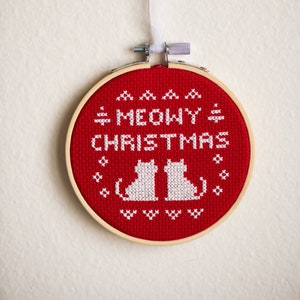 Meowy Christmas - Cross Stitch Ornament Pattern *PDF Digital Download*
