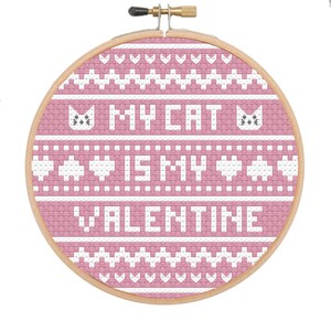 Mijn kat is mijn Valentijn - kruissteekpatroon *PDF digitale download*