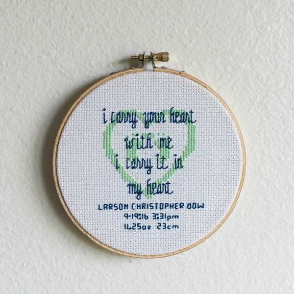 i carry your heart with me - Cross Stitch Pattern *PDF Digital Download*