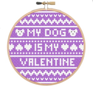 Mijn hond is mijn Valentijn - Kruissteekpatroon *PDF digitale download*