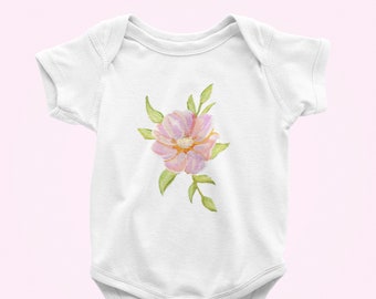 Girls Baby BodysuitPersonalized Baby GiftFloral Wreath GCB-48