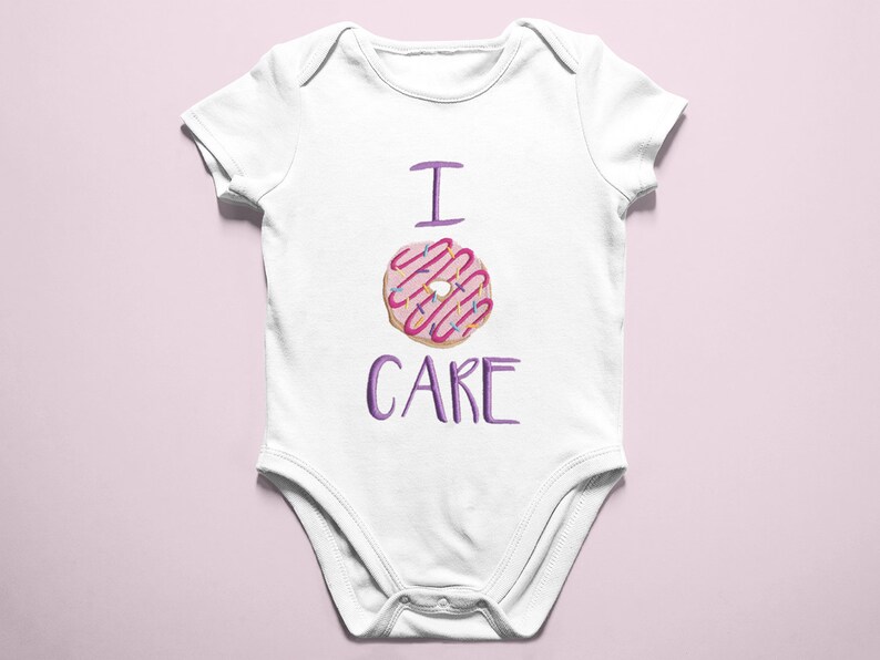 Embroidered I Donut Care Onesie\u00ae-Embroidered Hipster Baby Clothes-Funny Baby Bodysuit