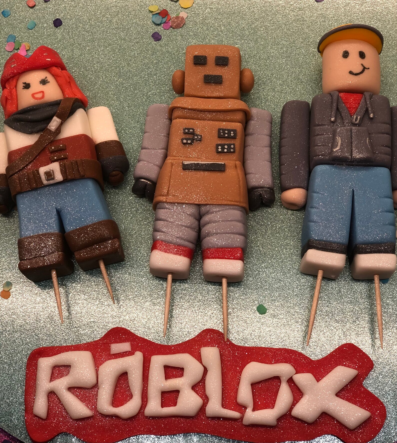 Fondant Roblox Cake Toppers.all Toppers Can Be Changed Colors Etsy