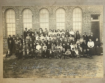 Class of students at Tyronza School, Arkansas, 1911 - Fred Keller, principal. Large format vintage original cabinet card photograph