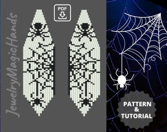 Halloween gruselige Spinne Ohrringe Muster Anleitungen Ohrhänger Perlen Ziegel Stichmuster, PDF zum Selbermachen