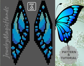 Earrings butterfly wing Tutorials dangle fringe earrings Beaded brick stitch pattern, Digital PDF pattern  Seed bead pattern Do it yourself