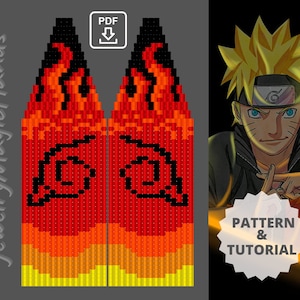 Naruto Pixel Magnet, Hand Made, Perler Bead, 8-bit