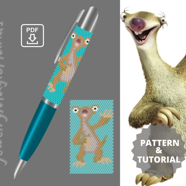 Pen wrap Sid pattern Step by step TUTORIAL pen cover Beaded peyote stitch PDF digital Do it yourself Handmade GIFT for her him