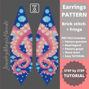 タコのフリンジイヤリングのパターン | ステップバイステップのチュートリアル | タコのブリックステッチ ミユキデリカ | クールでエッジの効いた斬新なイヤリング | 自分で作る