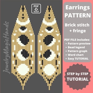 Patroon oorbellen maan | Stap-voor-stap TUTORIAL oorbellen met stenen stiksels | Celestial lange nieuwigheidsoorbellen met kralen | Digitale pdf | Doe-het-zelf