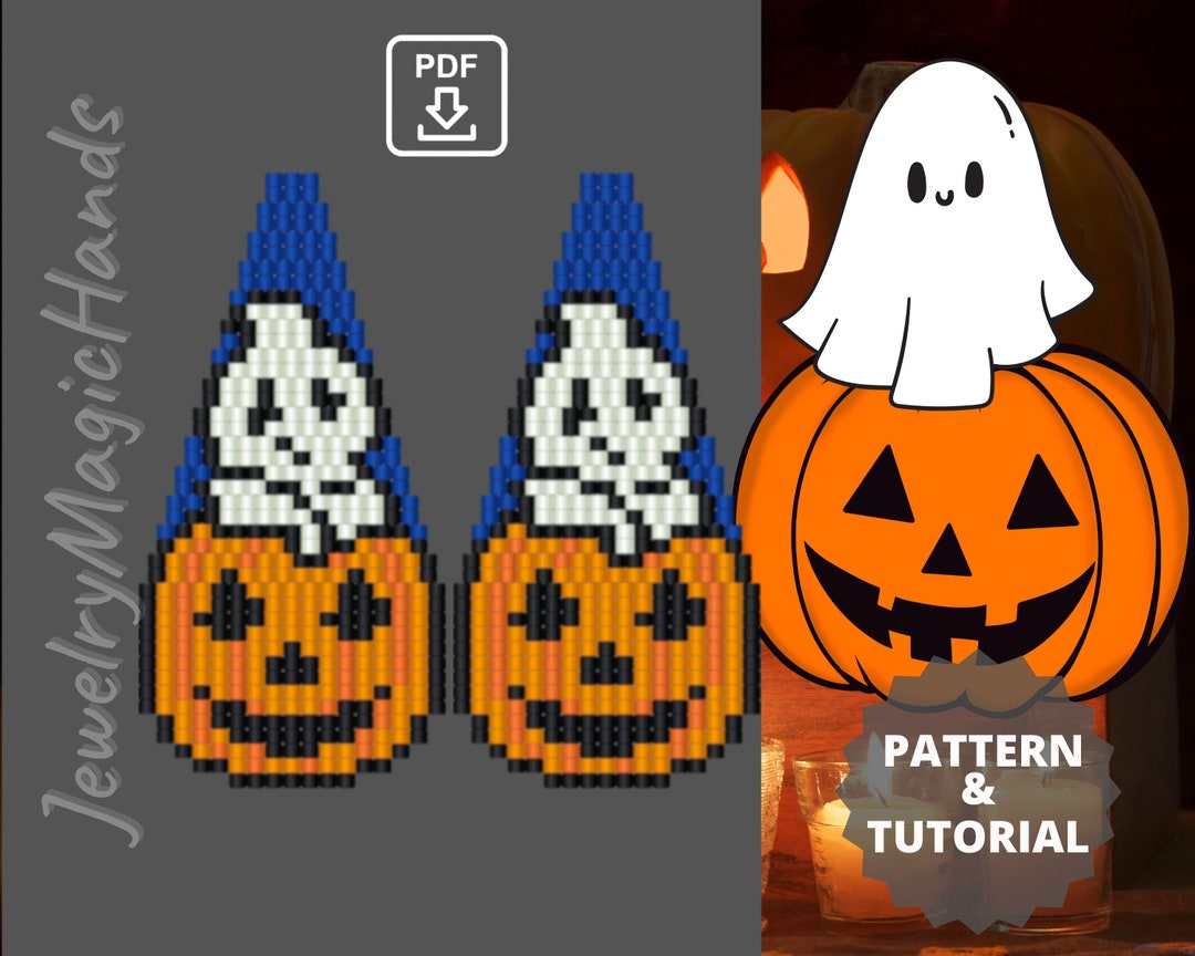 Halloween Spooky Ghosts Earrings Pattern | Tutorials Dangle Fringe ...