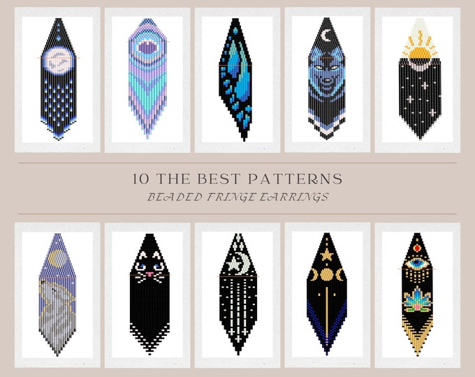 Bead Graph & Color Codes for 10 Faunus Fringe Earring Variations ...
