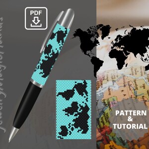 Pen Wrap World Map Pattern Step by Step TUTORIAL Funny Pen Cover Beaded ...