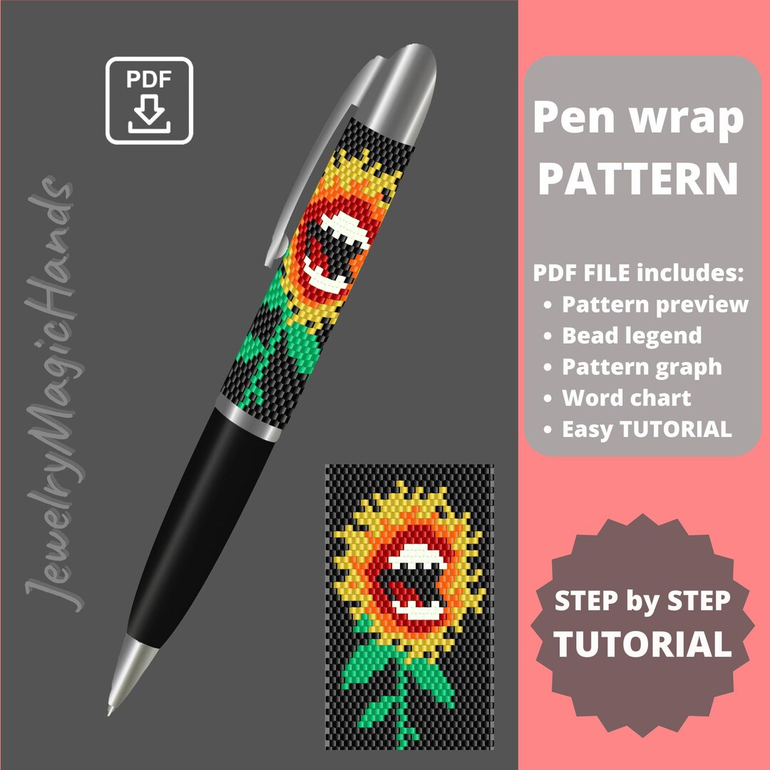 Clover Pen Wrap Pattern | Step by Step TUTORIAL | Funny Pen Cover ...