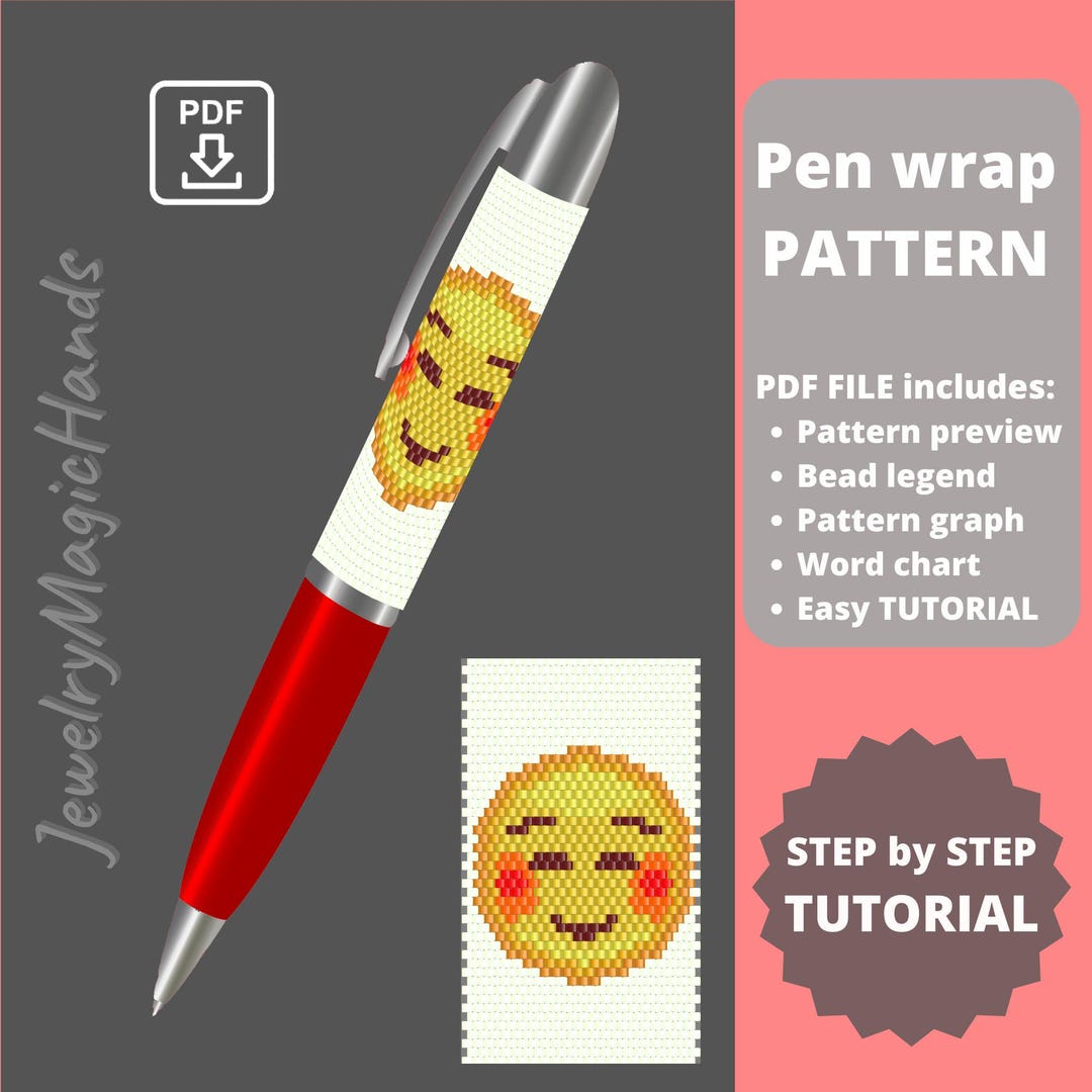Pen Wrap Smiley Face Pattern | Step by Step TUTORIAL | Funny Pen Cover ...