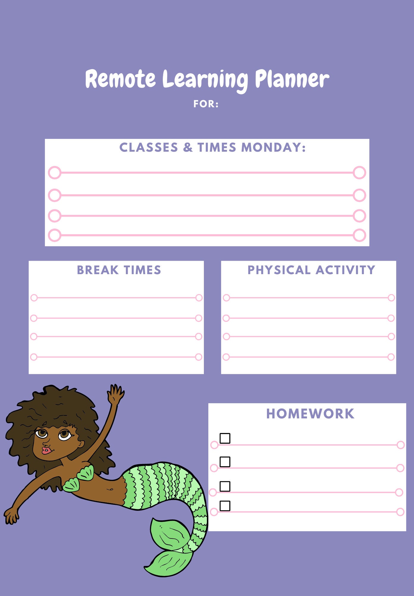 20 Daily Printable Planners, Remote Learning for Preschool Elementary ...